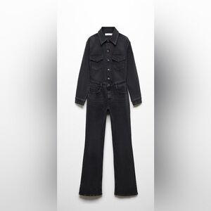 Mango Black Denim Jumpsuit SMALL